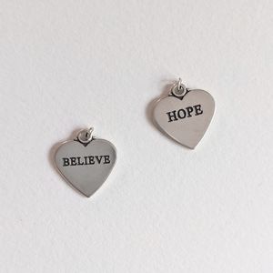 Vintage Heart Charms, Believe & Hope, Necklace